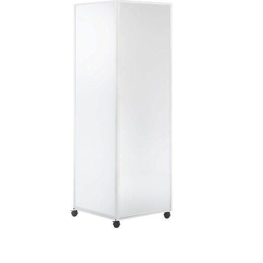 Mobile information stand, with 4 double swivel castors with wheel stops, whiteboard surface.