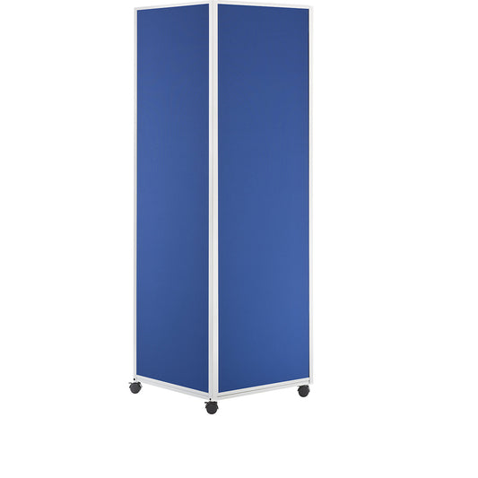 Mobile information stand, with 4 double swivel castors with wheel stops, textile surface, blue.