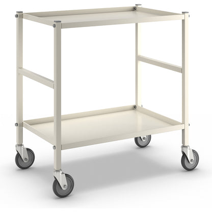Table trolley with 2 shelves, 4 swivel castors, white.
