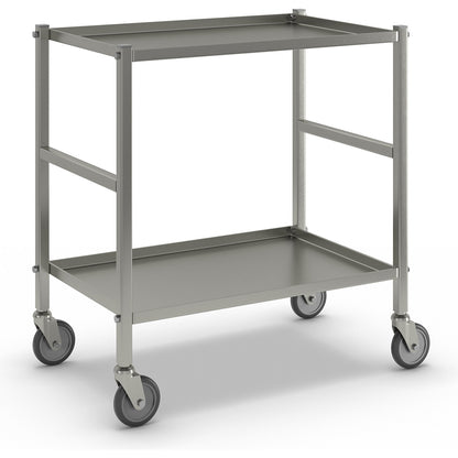 Table trolley with 2 shelves, 4 swivel castors, electrolytically zinc plated.