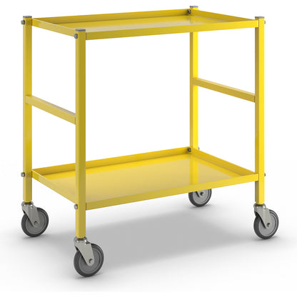 Table trolley with 2 shelves, 4 swivel castors, yellow.