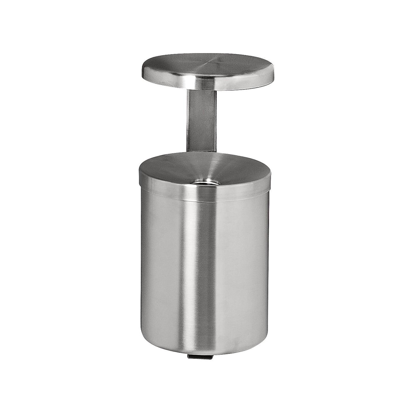 Safety wall ashtray with hood, 5.5 l, height 390 mm, silver, sheet steel.