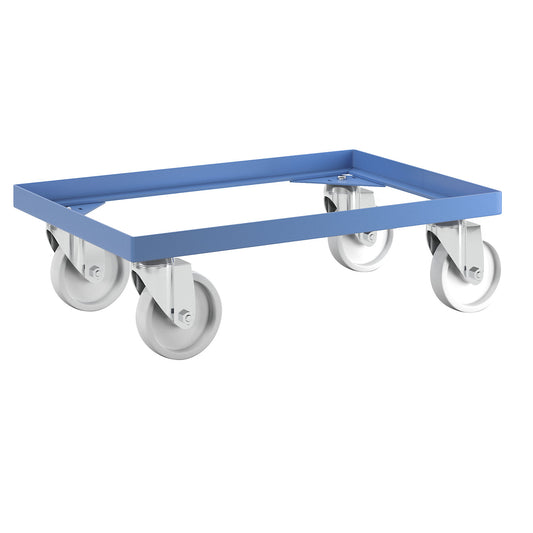 Steel wheeled base, with nylon tyres, max. load 250 kg, platform 610 x 410 mm.