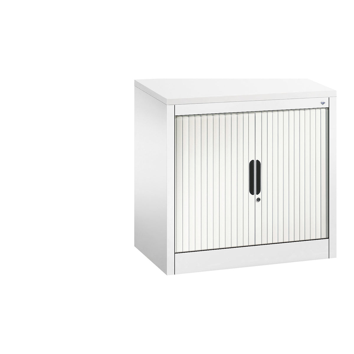 Roller shutter cupboard with horizontal shutter, HxWxD 720 x 800 x 420 mm, 1 shelf, 1.5 file heights, traffic white.