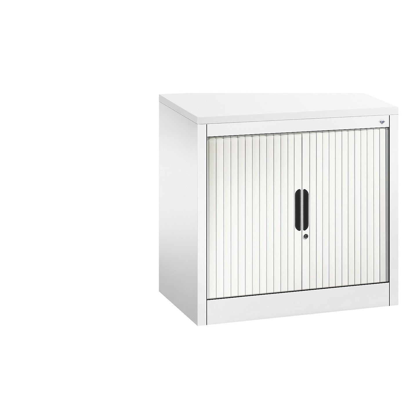 Roller shutter cupboard with horizontal shutter, HxWxD 720 x 800 x 420 mm, 1 shelf, 1.5 file heights, traffic white.