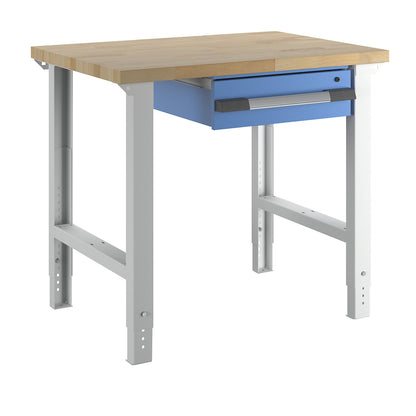 Workbench with suspended drawers, modular system series 7000, 1 single drawer, 2 feet, WxD 1000 x 700 mm.