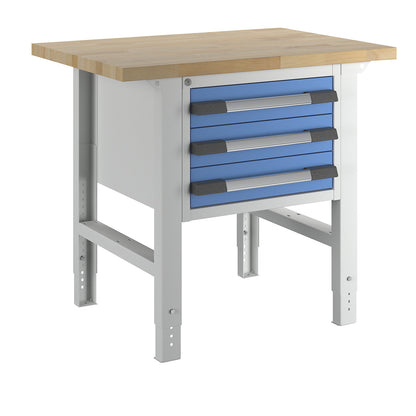 Workbench, Series 7000 modular system, 3 drawers, WxD 1000 x 700 mm.