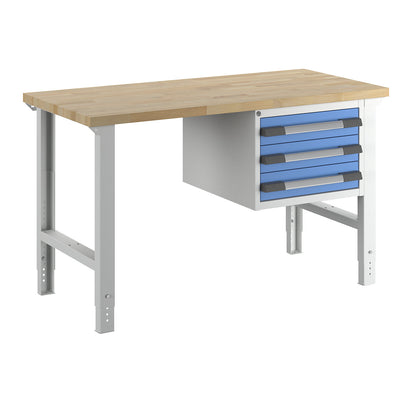 Workbench, Series 7000 modular system, 3 drawers, WxD 1500 x 700 mm.