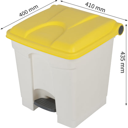 Foot pedal bin, capacity 30 l, WxHxD 410 x 435 x 400 mm, white, yellow lid.