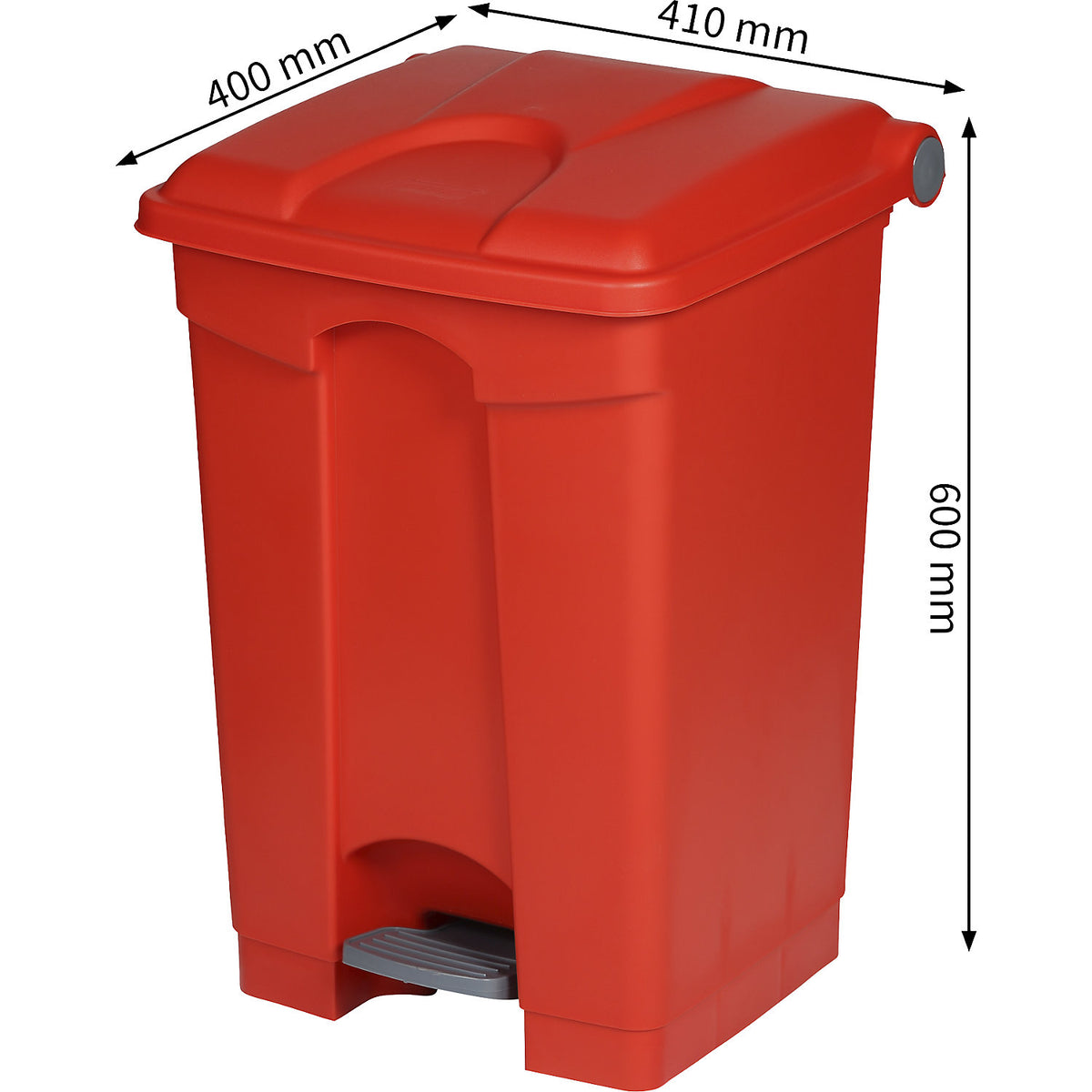 Foot pedal bin, capacity 45 l, WxHxD 410 x 600 x 400 mm, red.