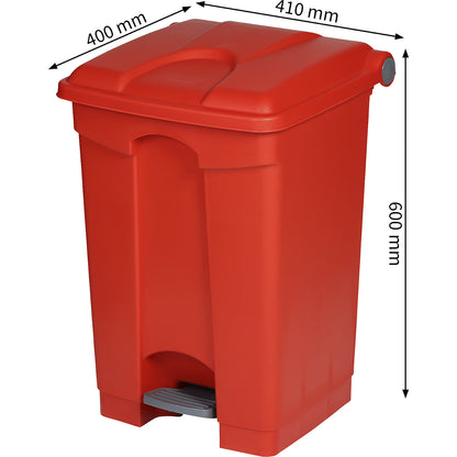 Foot pedal bin, capacity 45 l, WxHxD 410 x 600 x 400 mm, red.