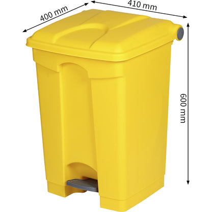 Foot pedal bin, capacity 45 l, WxHxD 410 x 600 x 400 mm, yellow.