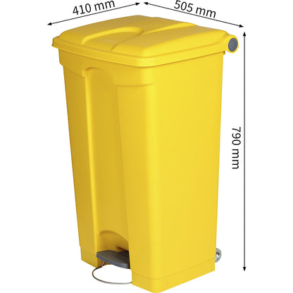 Foot pedal bin, capacity 90 l, WxHxD 505 x 790 x 410 mm, yellow.