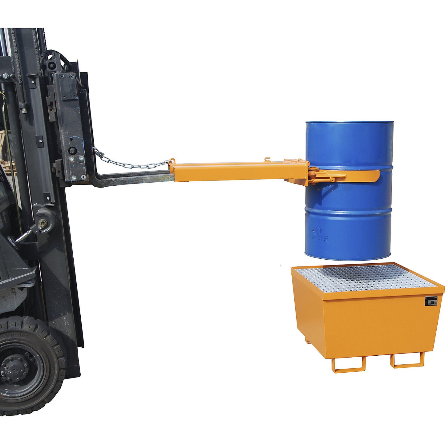 Drum clamp, for 1 drum, max. load 500 kg, galvanised.
