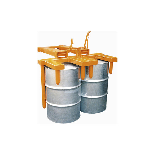 Drum positioner, for 2 x 200 l steel bung drums, orange.