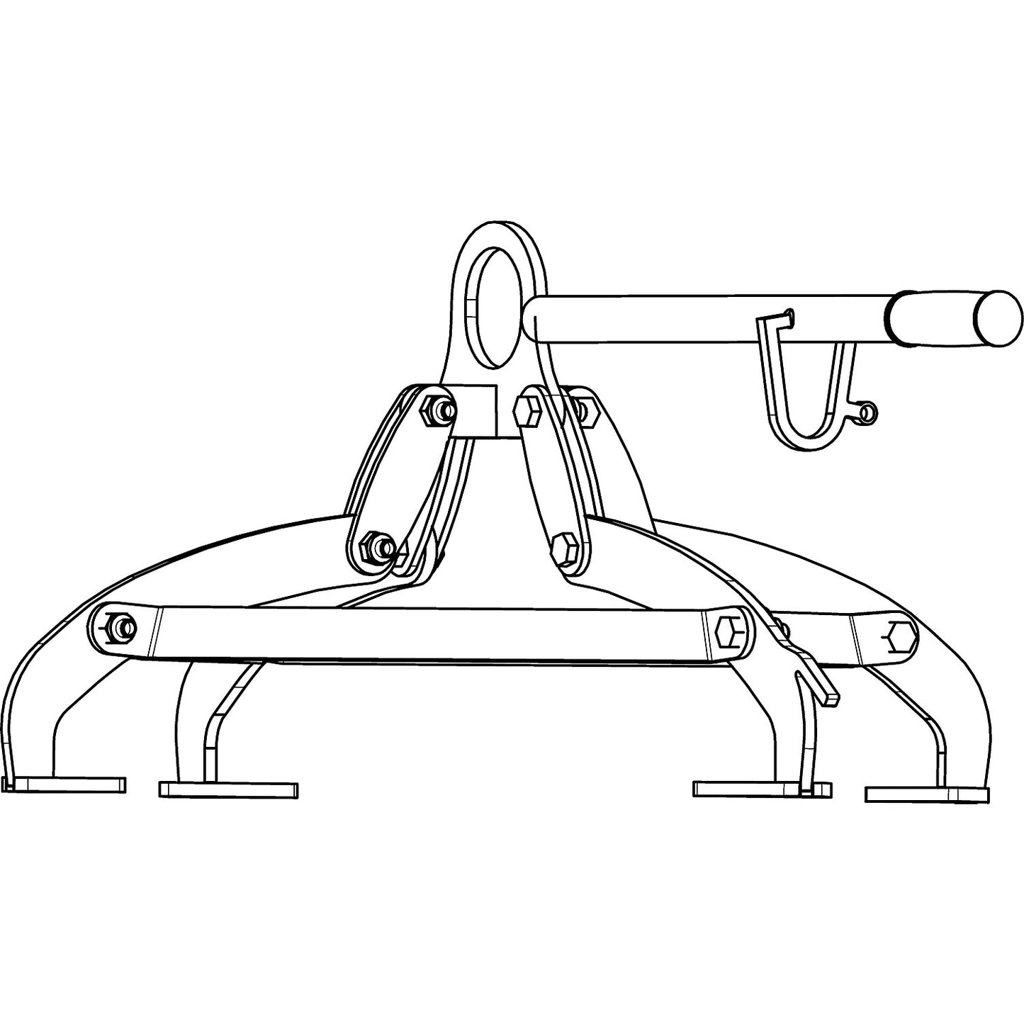 Drum gripper with 4-point clamping system, for 200 l steel bung drums and drums with lids, 220 l plastic L-ring drums, orange.