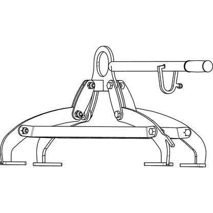 Drum gripper with 4-point clamping system, for 200 l steel bung drums and drums with lids, 220 l plastic L-ring drums, orange.