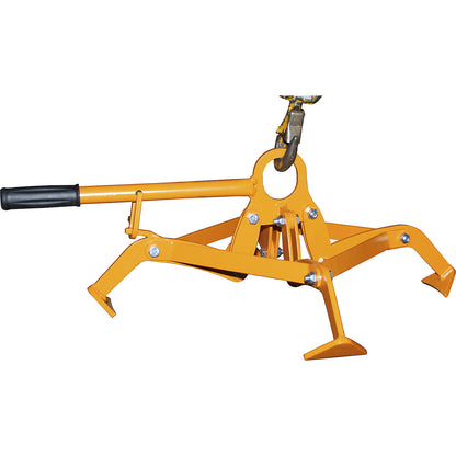 Drum gripper with 4-point clamping system, for 120 l plastic drums with lids, orange.