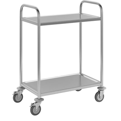Stainless steel serving trolley, 2 shelves, LxWxH 705 x 405 x 940 mm.