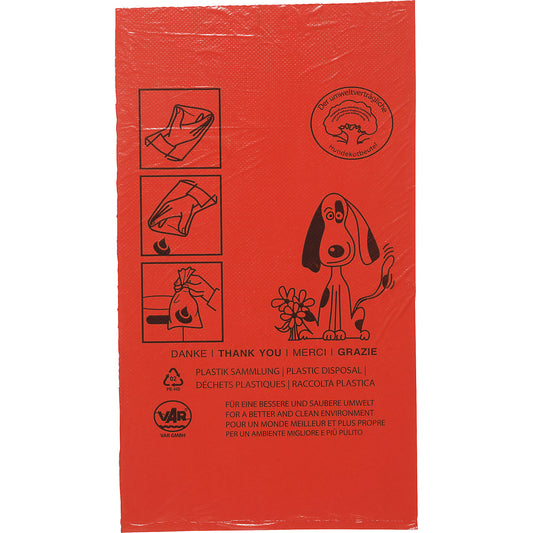 Dog poop bags, PE, capacity 3.4 l, WxH 350 x 200 mm, red, pack of 1000.
