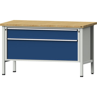 Workbench, Series V frame construction, 2 XXL drawers, height 890 mm, solid beech.