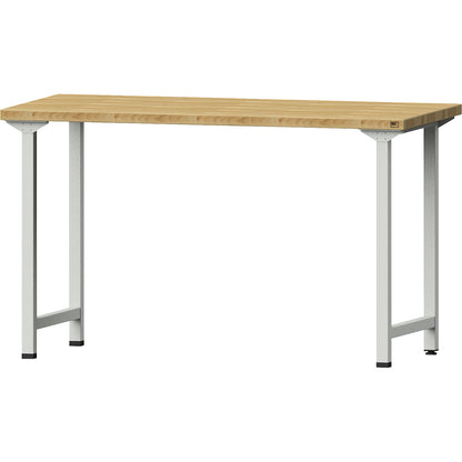 Workbench, Series V frame construction, standard model, WxD 1500 x 700 mm, solid beech worktop, height 890 mm.