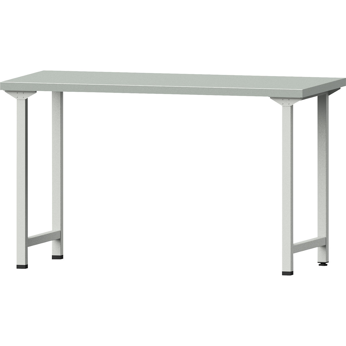 Workbench, Series V frame construction, standard model, WxD 1500 x 700 mm, steel sheet covered worktop, height 890 mm.