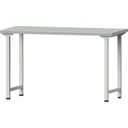 Workbench, Series V frame construction, standard model, WxD 1500 x 700 mm, steel sheet covered worktop, height 890 mm.