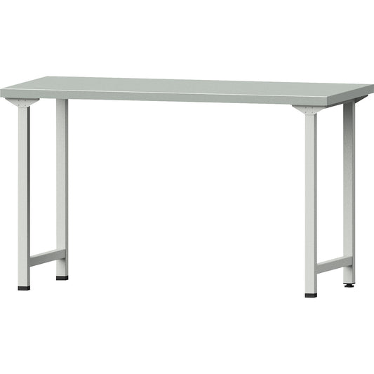 Workbench, Series V frame construction, standard model, WxD 1500 x 700 mm, steel sheet covered worktop, height 890 mm.