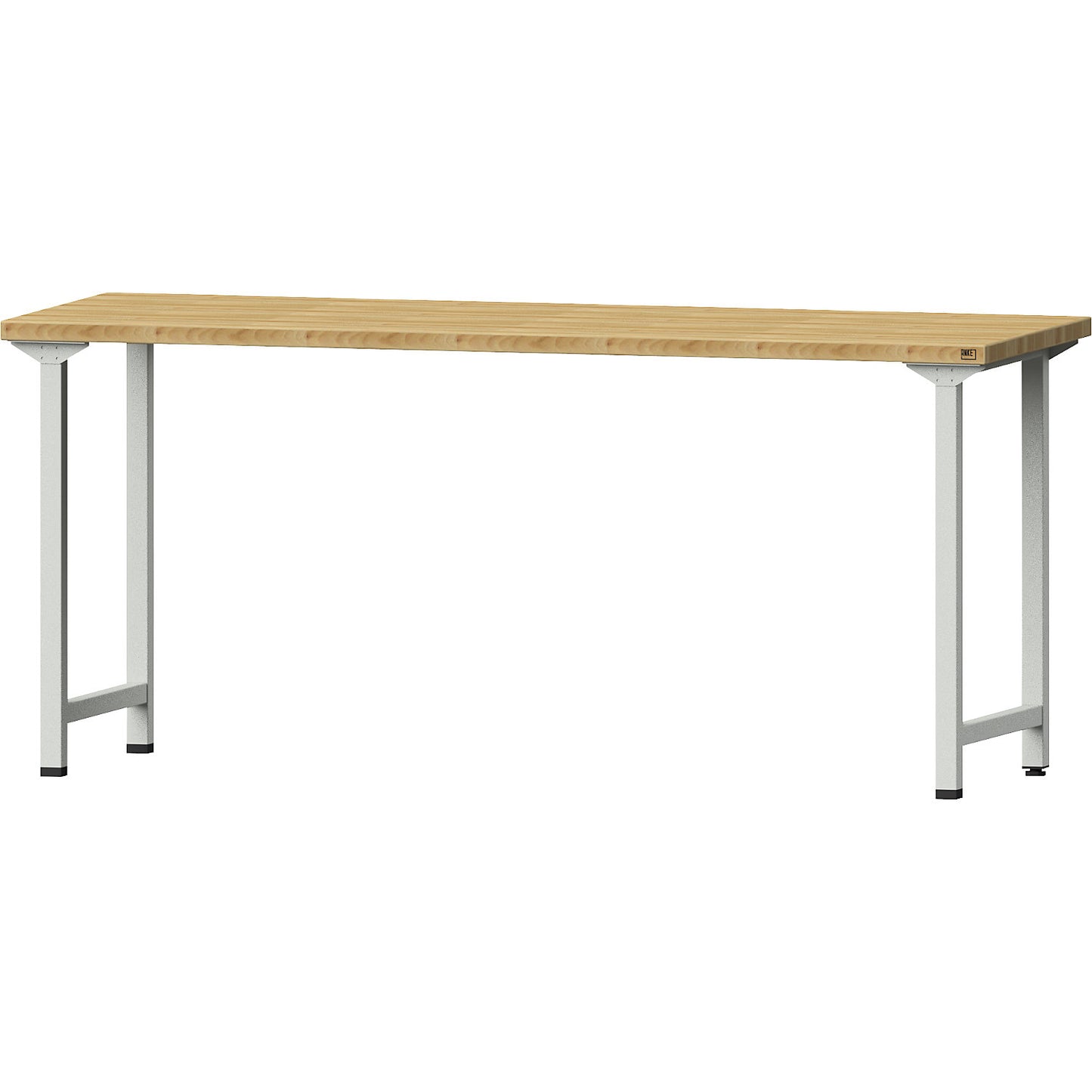 Workbench, Series V frame construction, standard model, WxD 2000 x 700 mm, solid beech worktop, height 890 mm.