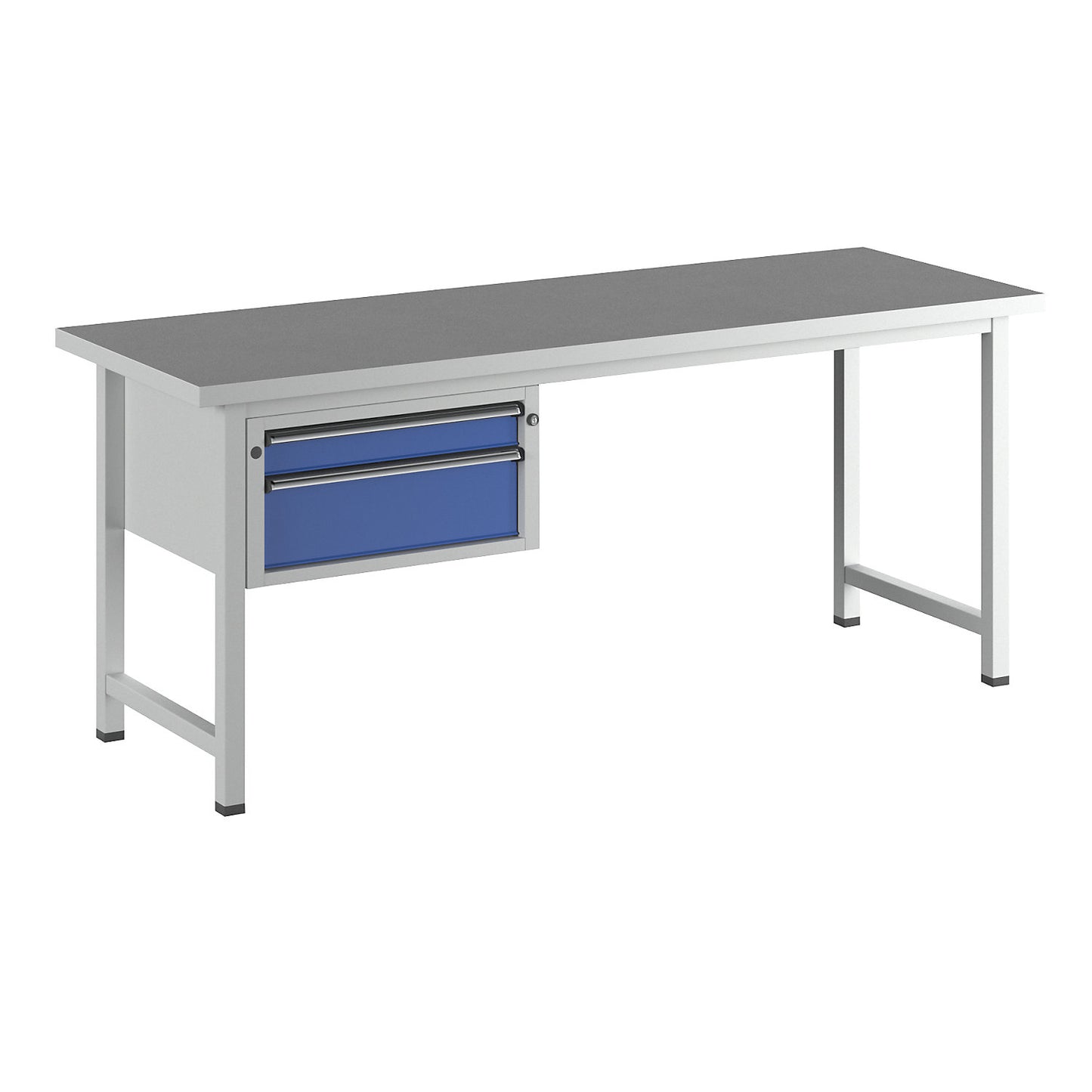 Workbench, Series V frame construction, 2 drawers, width 2000 mm, universal worktop.