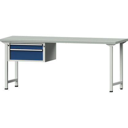 Workbench, Series V frame construction, 2 drawers, width 2000 mm, sheet steel cover.