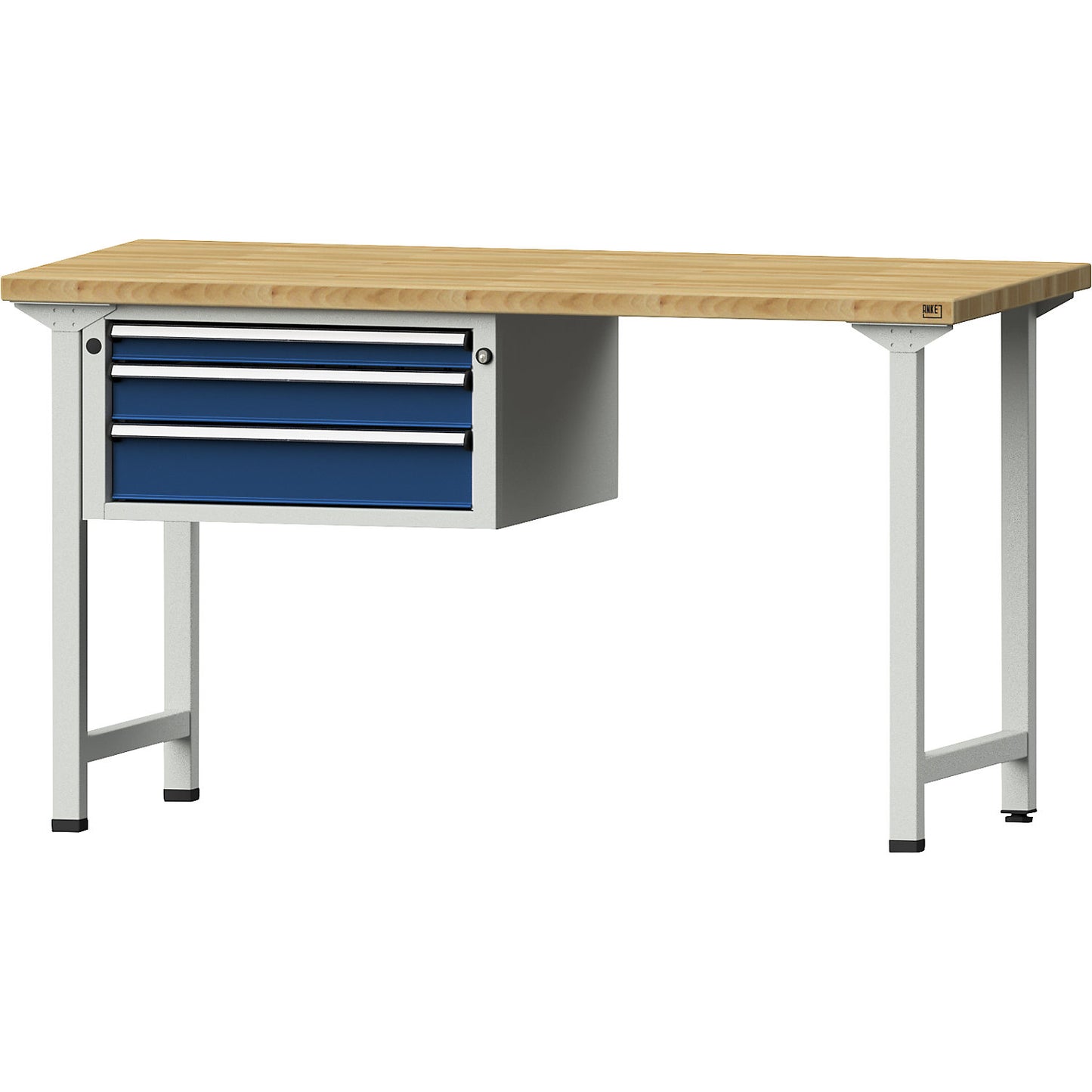 Workbench, Series V frame construction, 3 drawers, solid beech worktop.