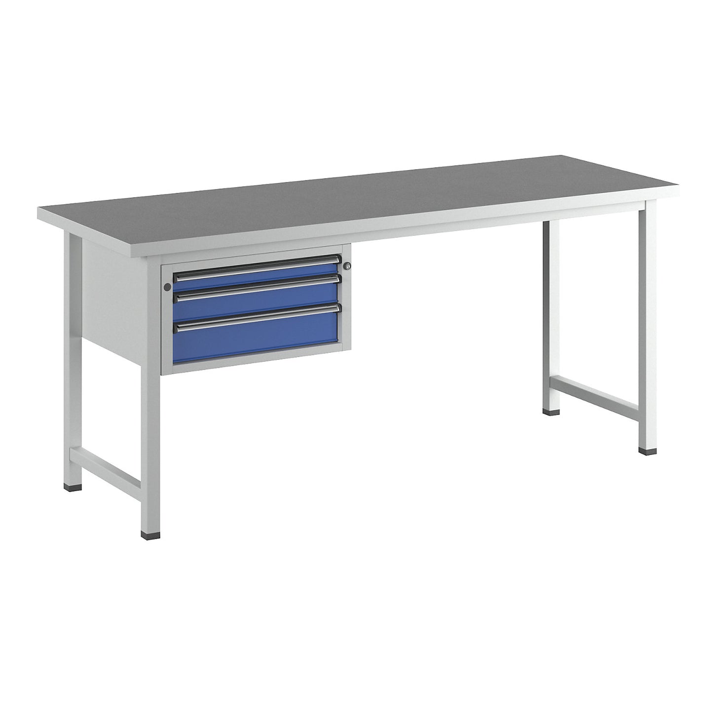 Workbench, Series V frame construction, 3 drawers, universal worktop, width 2000 mm.