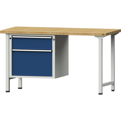 Workbench, Series V frame construction, 2 drawers, solid beech worktop.