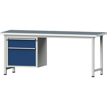 Workbench, Series V frame construction, 2 drawers, universal worktop, width 2000 mm.