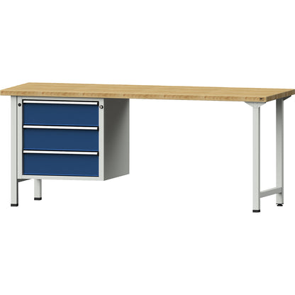 Workbench, Series V frame construction, 3 drawers, width 2000 mm, solid beech.