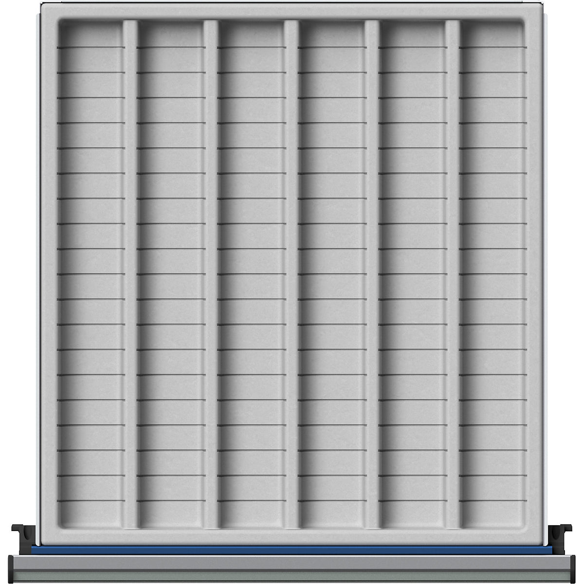 Plastic insert tray, for drawer WxD 500 x 540 mm, with 10 compartment dividers.