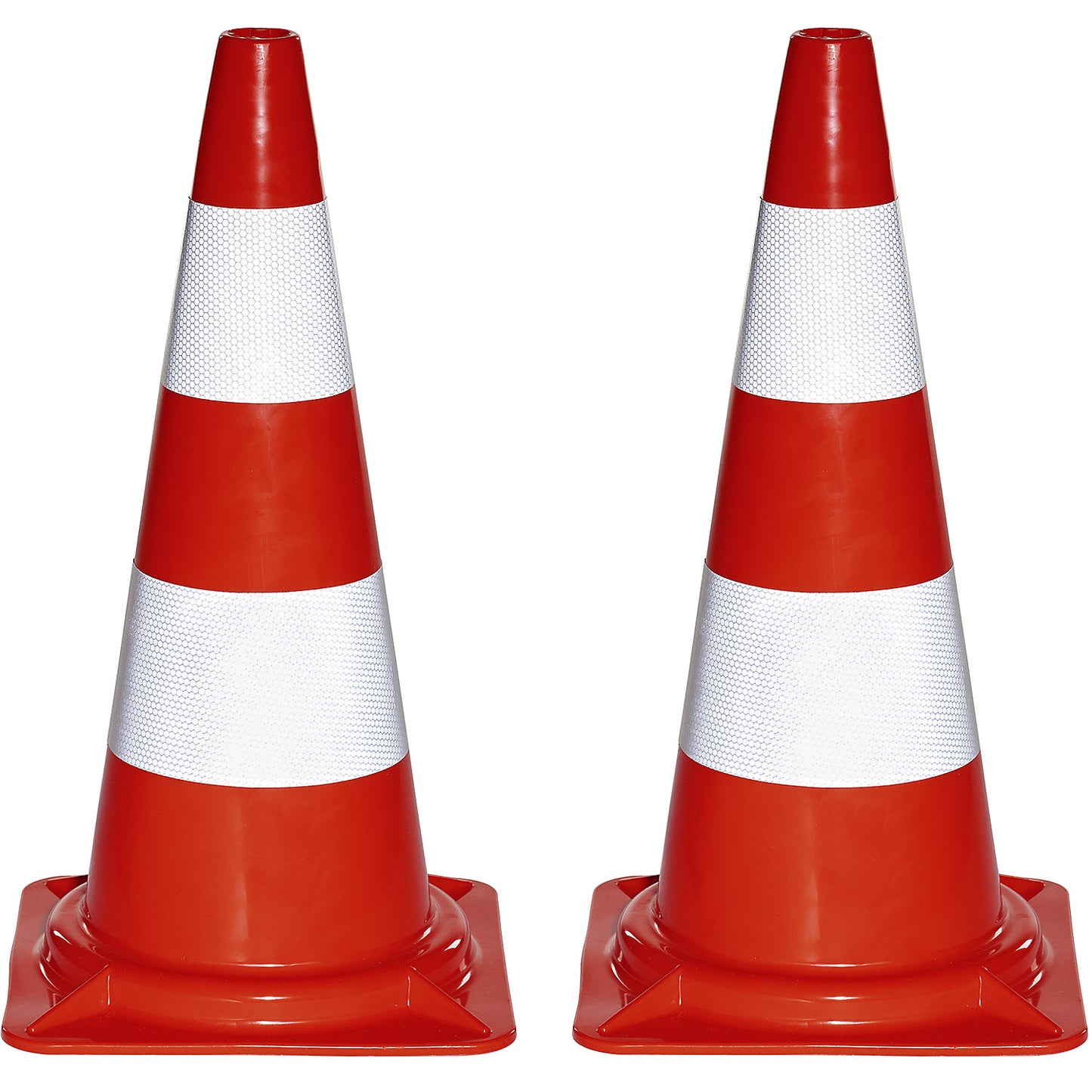 PVC traffic cone, pack of 2, fluorescent, height 500 mm.