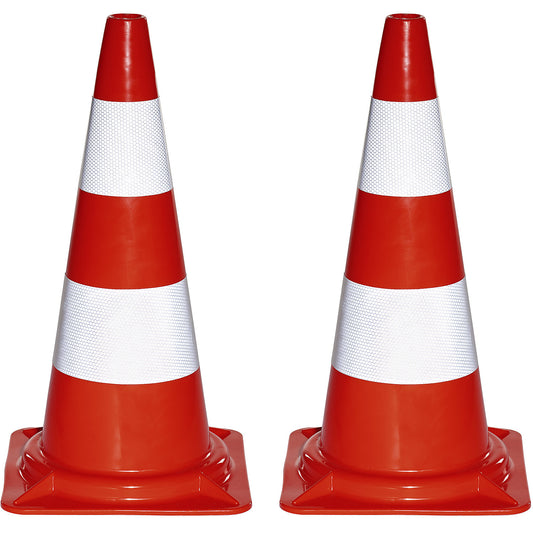 PVC traffic cone, pack of 2, fluorescent, height 500 mm.