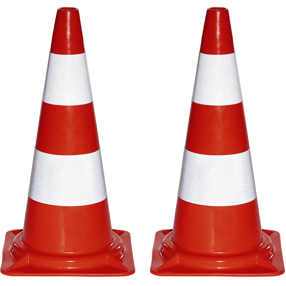 PVC traffic cone, pack of 2, fluorescent, height 500 mm.
