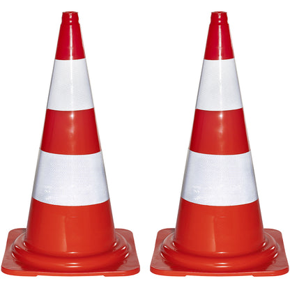 PVC traffic cone, pack of 2, fluorescent, height 750 mm.
