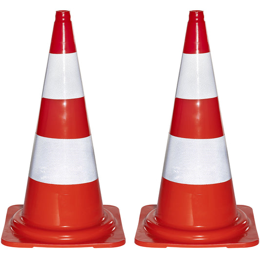 PVC traffic cone, pack of 2, fluorescent, height 750 mm.