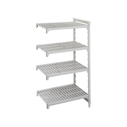 PREMIUM plastic boltless shelving unit system, shelf WxD 600 x 600 mm, extension shelf unit, width 635 mm, slotted base.