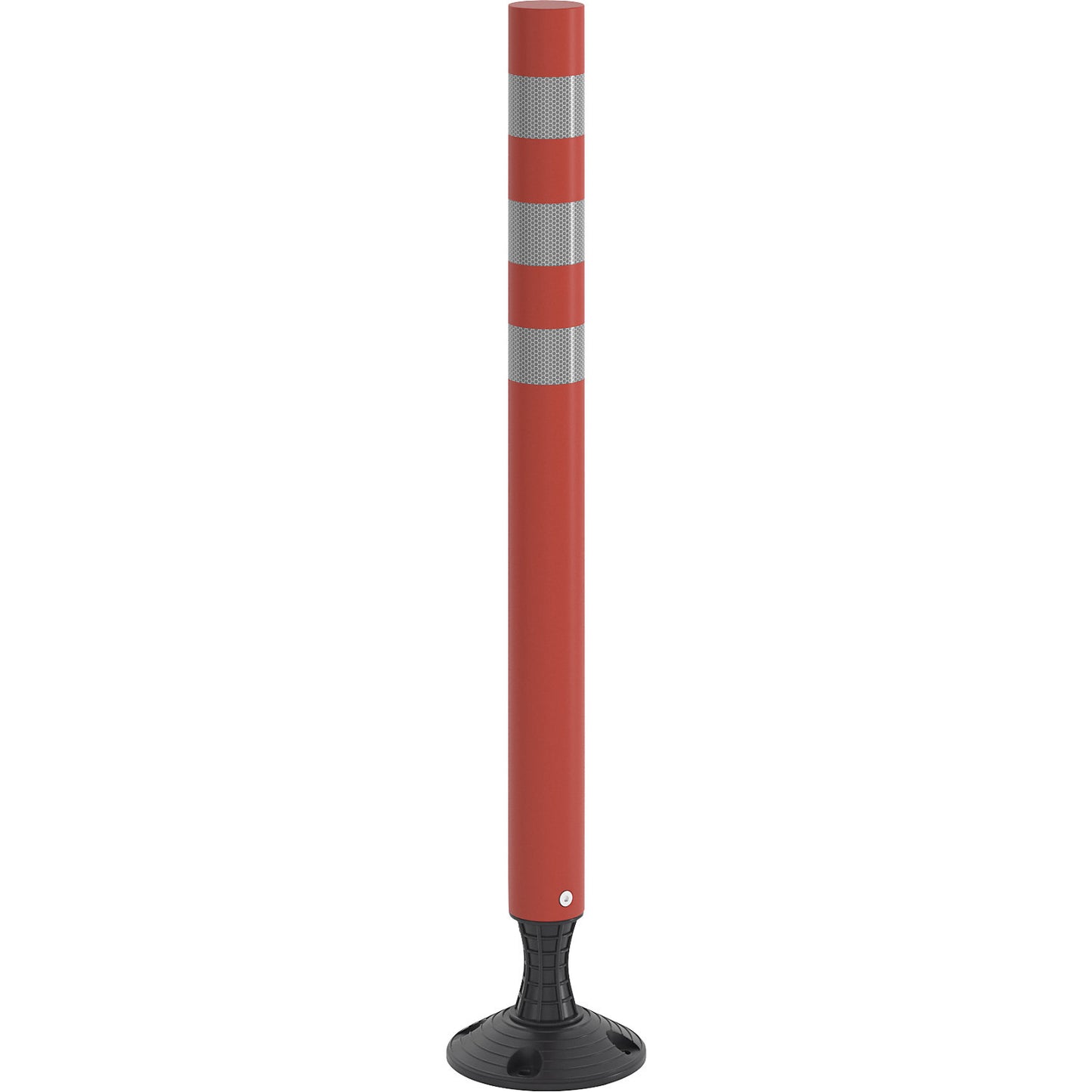 Flexible barrier post with reflective stripes, for bolting down, height 1050 mm.