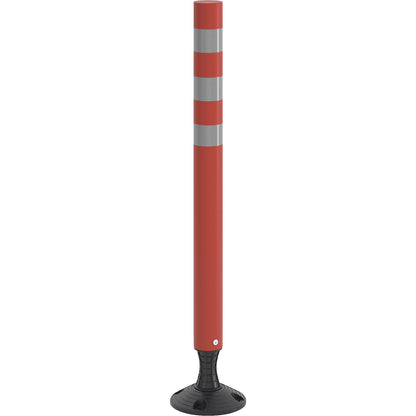 Flexible barrier post with reflective stripes, for bolting down, height 1050 mm.