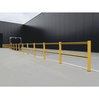 Flex Impact® HD Light safety railing, yellow posts - yellow/black stripes, width 2500 mm.