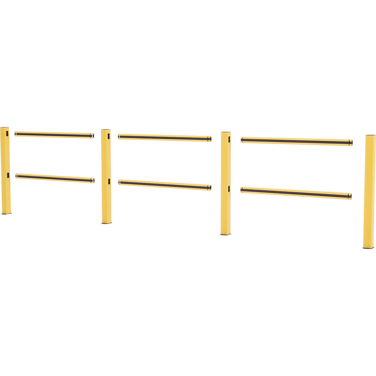 Flex Impact® HD Light safety railing, yellow posts - yellow/black stripes, width 3750 mm.