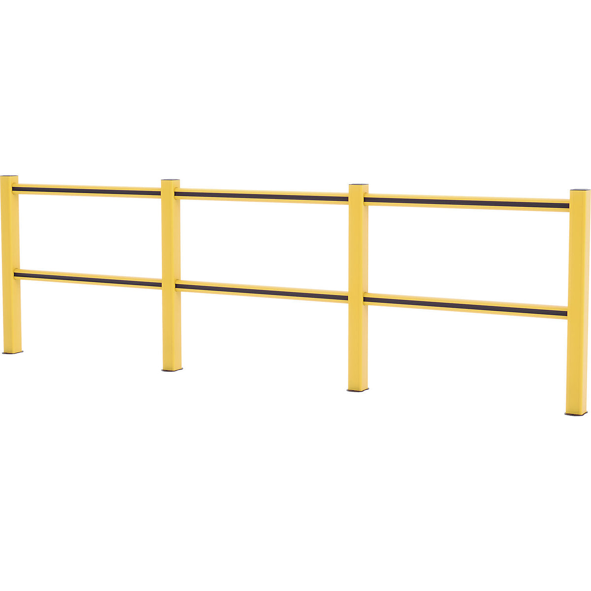 Flex Impact® HD Light safety railing, yellow posts - yellow/black stripes, width 3750 mm.