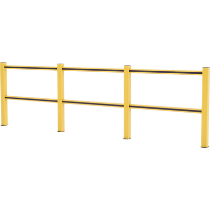 Flex Impact® HD Light safety railing, yellow posts - yellow/black stripes, width 3750 mm.